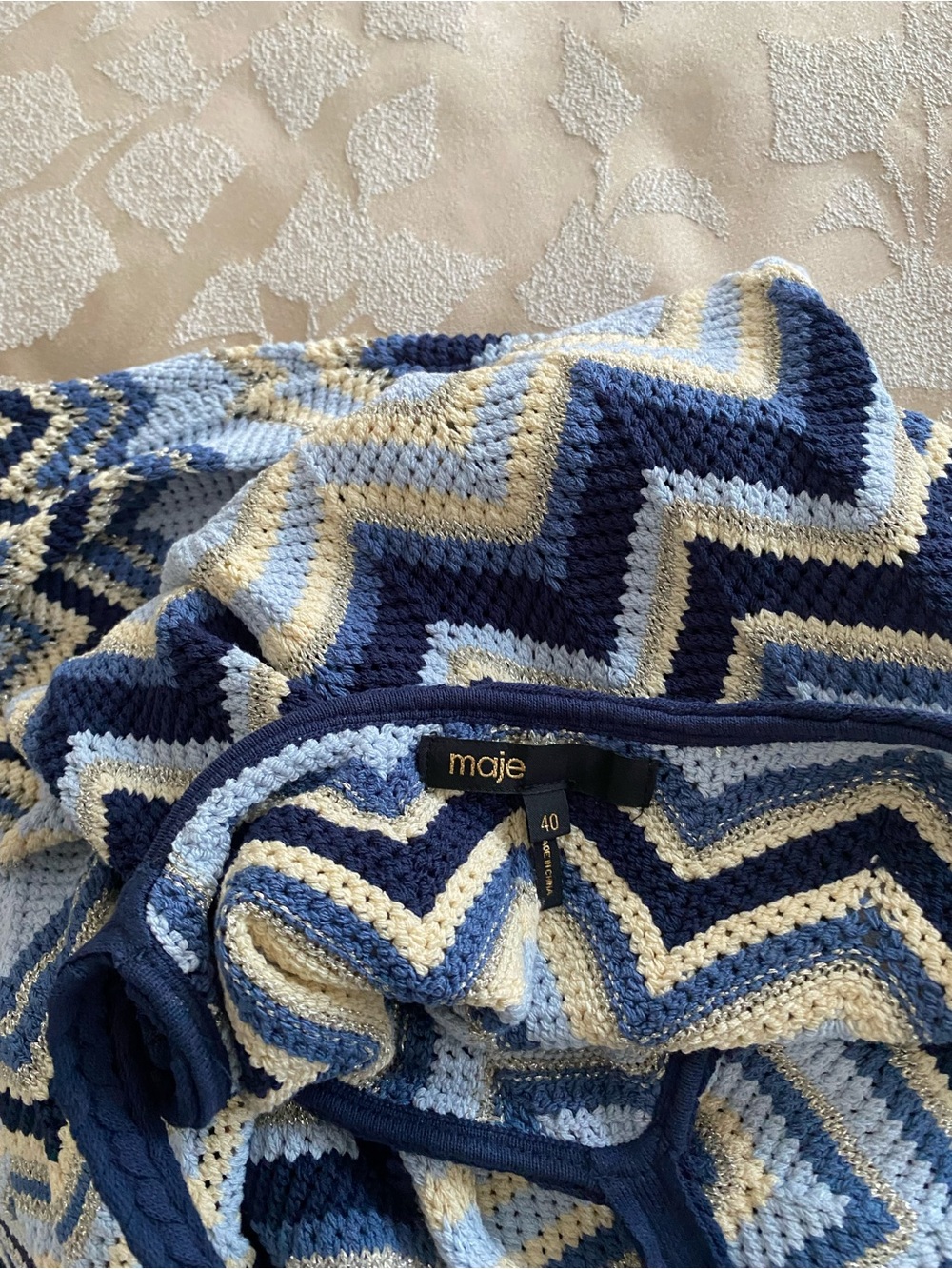 Maje Crochet Knit Maxi Dress 40 L 8 - Picture 5 of 8